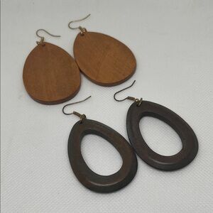Lightweight Wooden Teardrop Earrings Set